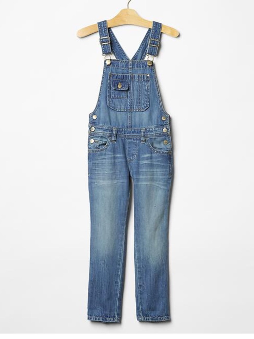 GAP Women's Distressed Blue Denim Overalls